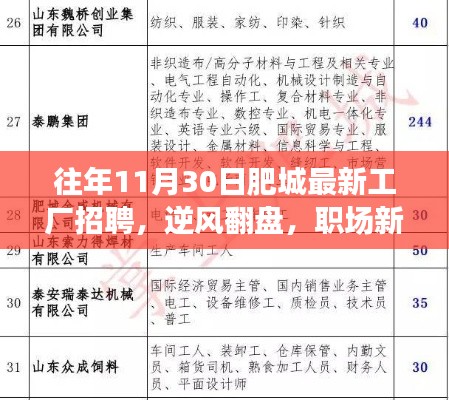 往年肥城工厂招聘背后的故事与启示，逆风翻盘，职场新生的崛起