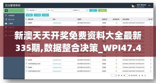 新澳天天开奖免费资料大全最新335期,数据整合决策_WPI47.497采购版