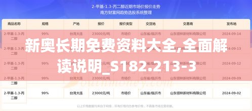 新奥长期免费资料大全,全面解读说明_S182.213-3