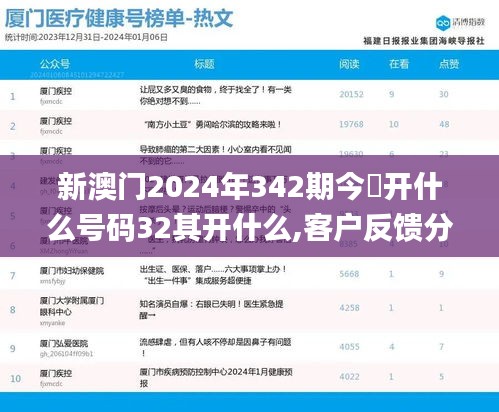 新澳门2024年342期今睌开什么号码32其开什么,客户反馈分析落实_3D2.383