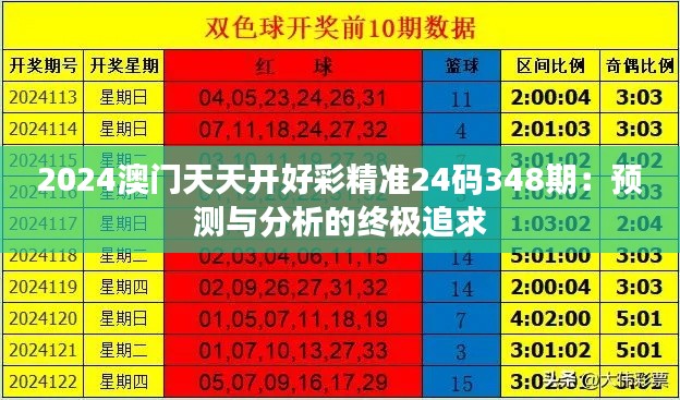 2024澳门天天开好彩精准24码348期：预测与分析的终极追求