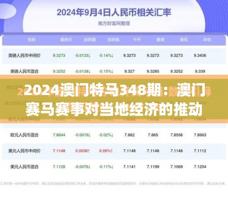 2024澳门特马348期：澳门赛马赛事对当地经济的推动作用