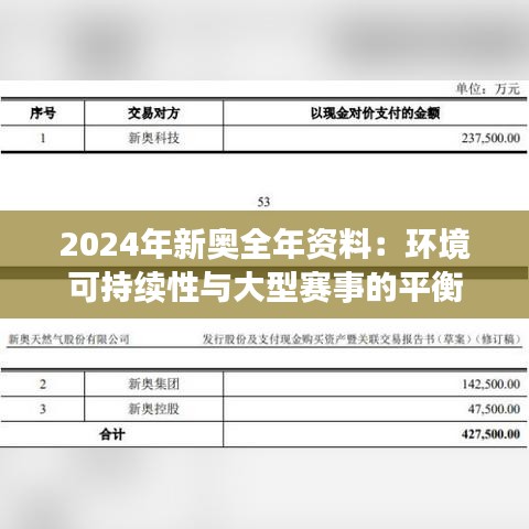 2024年新奥全年资料：环境可持续性与大型赛事的平衡