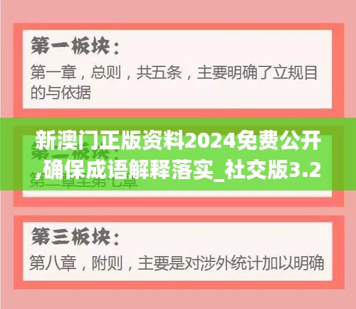 新澳门正版资料2024免费公开,确保成语解释落实_社交版3.258