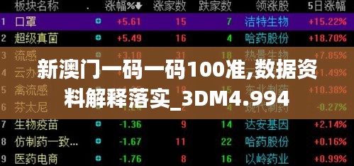 新澳门一码一码100准,数据资料解释落实_3DM4.994