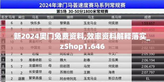 新2024奥门兔费资料,效率资料解释落实_zShop1.646