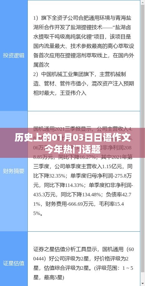 历史上的1月3日，日语作文热门话题解析