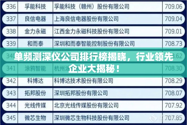 单频测深仪公司排行榜揭晓，行业领先企业大揭秘！