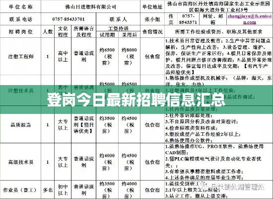 登岗今日最新招聘信息汇总