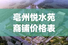 亳州悦水苑商铺价格表最新：亳州悦水苑楼层布局图 