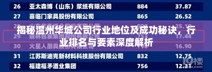 揭秘温州华城公司行业地位及成功秘诀，行业排名与要素深度解析