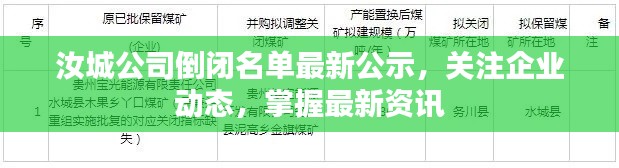 汝城公司倒闭名单最新公示,关注企业动态,掌握最新资讯