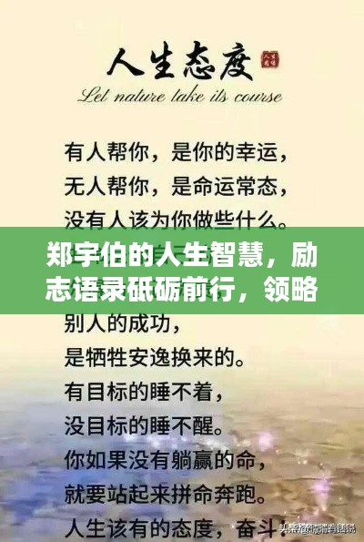 郑宇伯的人生智慧，励志语录砥砺前行，领略人生精彩！
