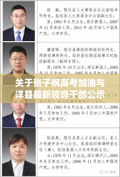 关于张子枫高考加油与洋县最新领导干部公示的阐述