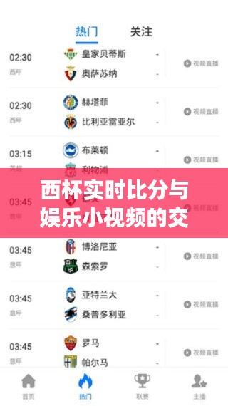 西杯实时比分与娱乐小视频的交融,体育与娱乐的和谐共生