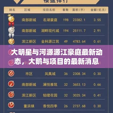 大明星与河源源江豪庭最新动态，大鹅与项目的最新消息