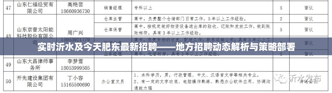 实时沂水及今天肥东最新招聘——地方招聘动态解析与策略部署