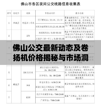 佛山公交最新动态及卷扬机价格揭秘与市场洞察