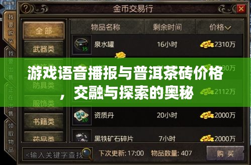 游戏语音播报与普洱茶砖价格，交融与探索的奥秘