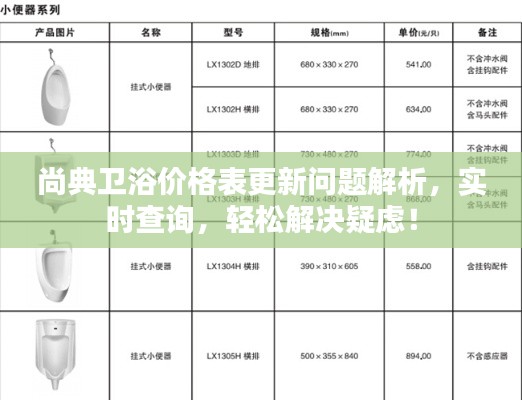 尚典卫浴价格表更新问题解析，实时查询，轻松解决疑虑！