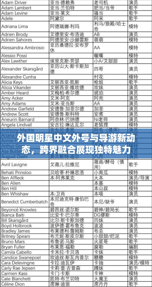 外国明星中文外号与导游新动态，跨界融合展现独特魅力