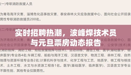 实时招聘热潮,波峰焊技术员与元旦票房动态报告